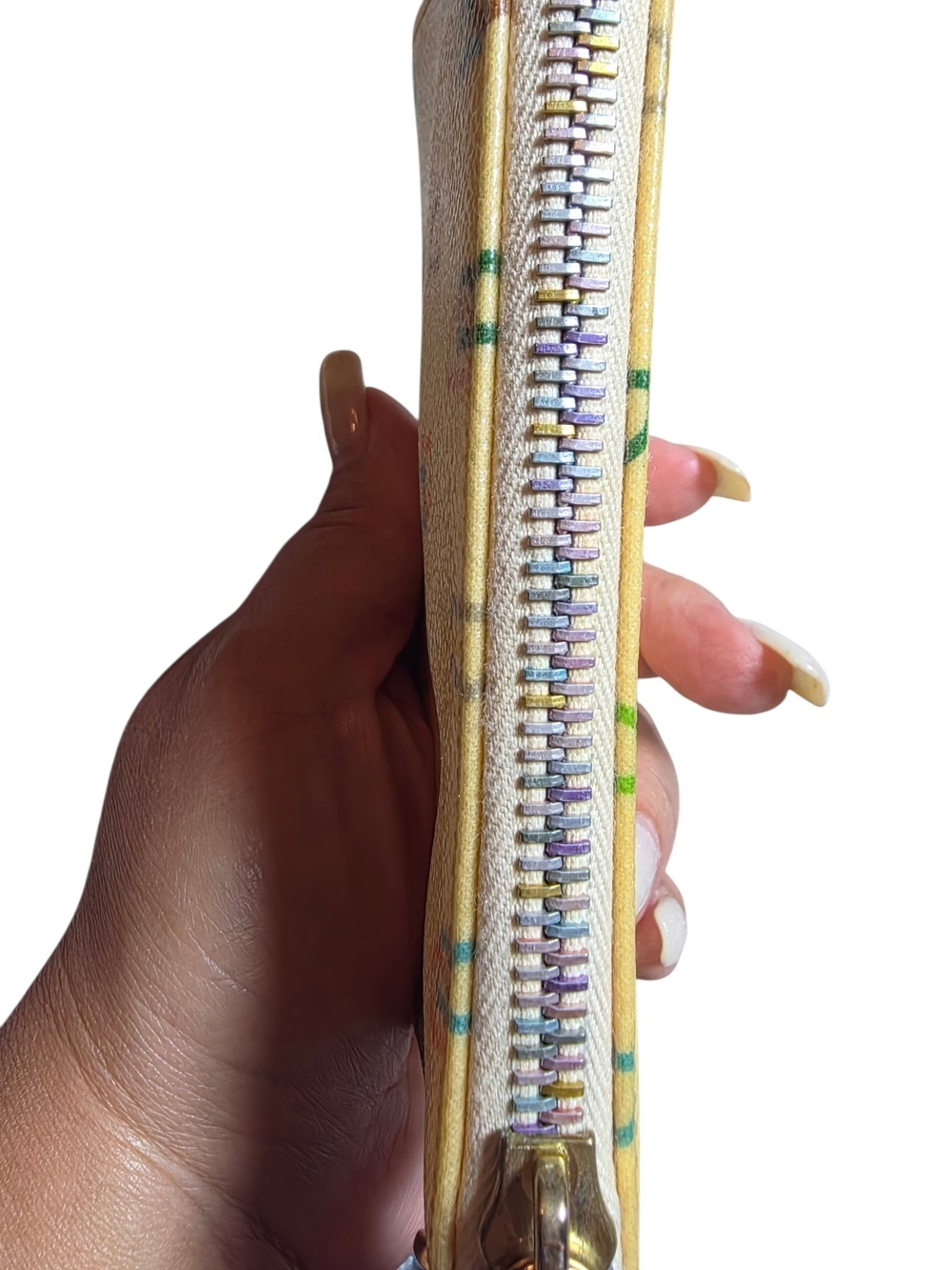 Vintage Dooney & Bourke Yellow Rainbow Monogram Pouch Wristlet Y2K - Picture 2 of 11